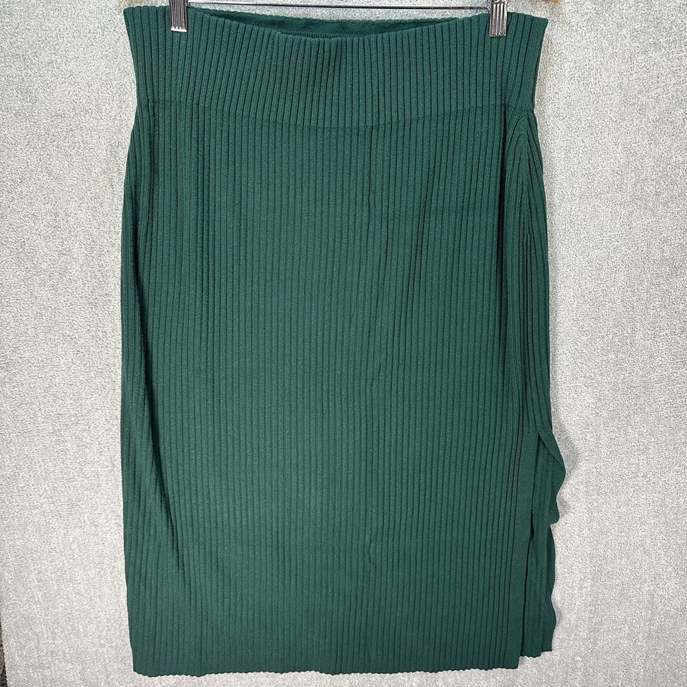 Express Women's Green Ribbed Midi Sweater Skirt Size XL Stretchy